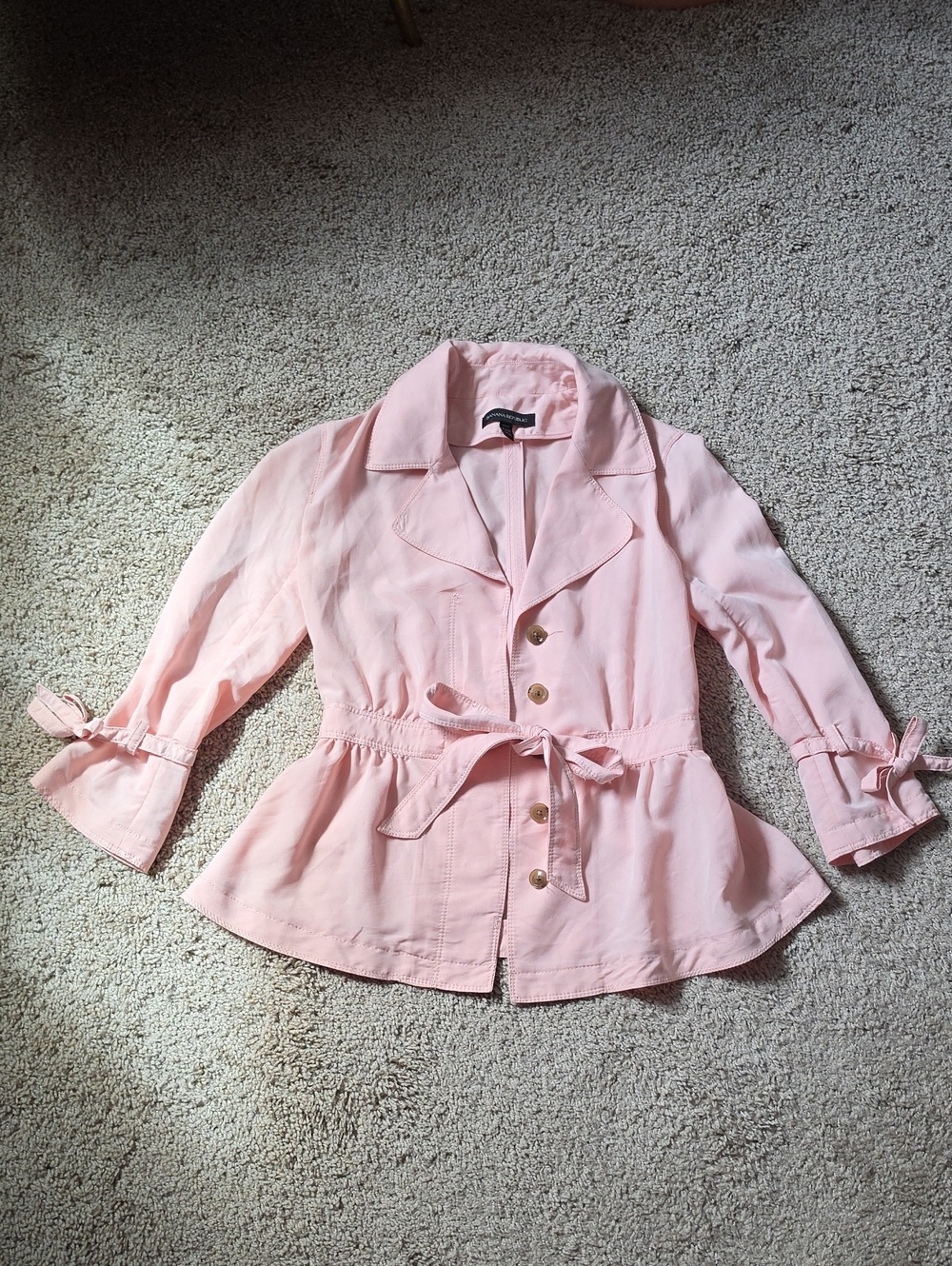Banana Republic Light Pink Tie-Waist Blazer Jacket